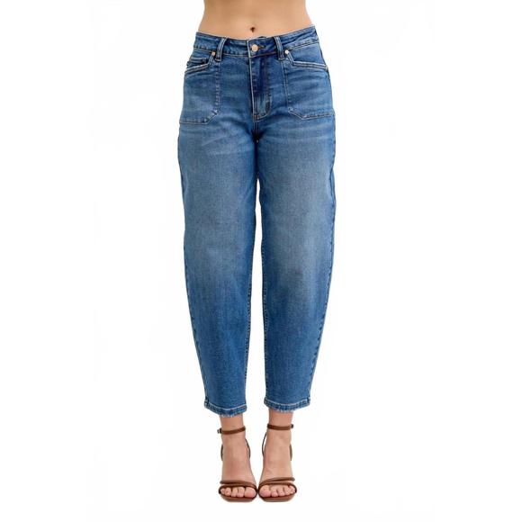 Judy Blue High Waist Dark Denim Capri with Cuff Jeans main image 1